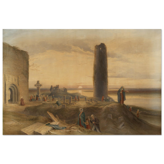 The Last Circuit of Pilgrims at Clonmacnoise, County Offaly, Museum Quality Art Print – framed print close-up | Buy Irish Art