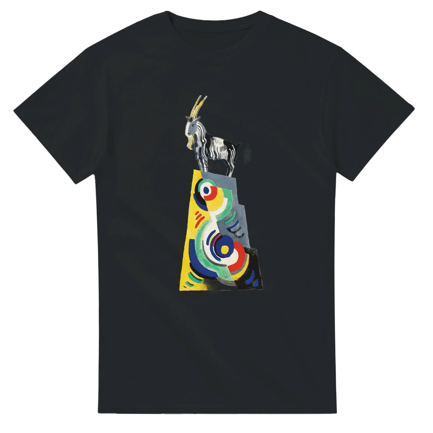 A Goat Monument by Mainie Jellett – Heavyweight Unisex T-Shirt – lifestyle worn view | Buy Irish Art