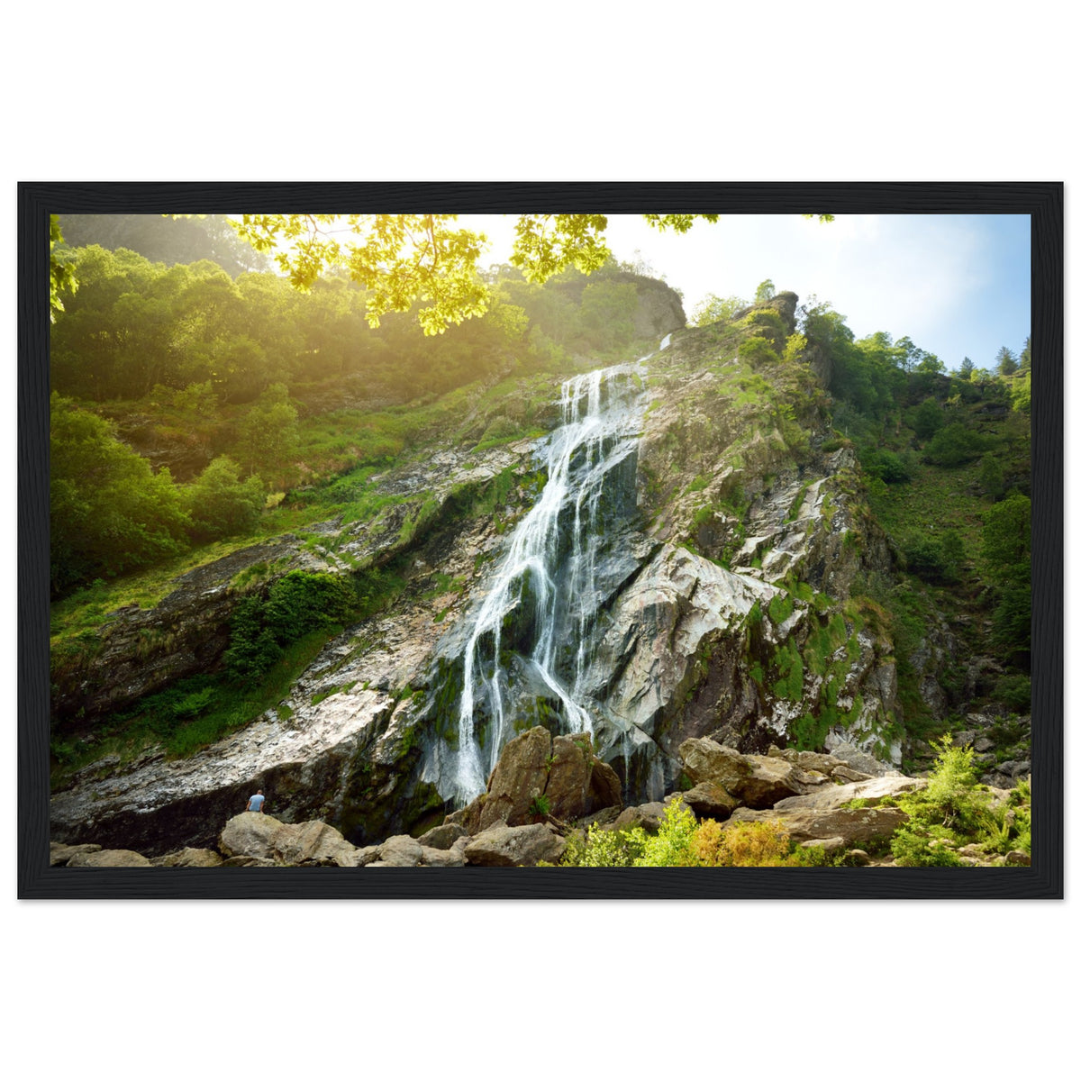 Powerscourt Waterfall photo print in a thick black frame