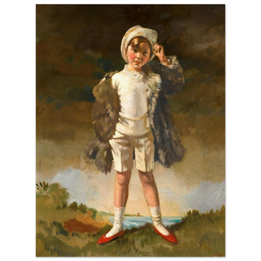 Noll, son of Oliver St John Gogarty, by William Orpen, a boy in a white suit and red shoes