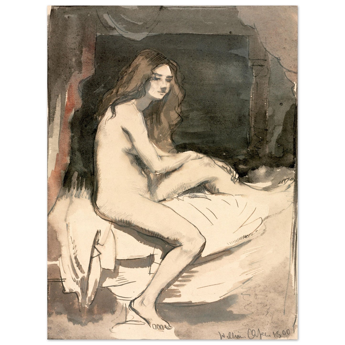 Study of a Female Nude by Irish Artist William Orpen - Art Print – room setting display | Buy Irish Art
