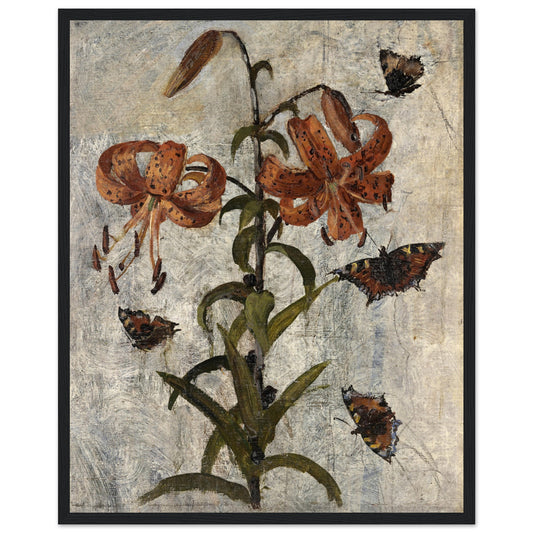Lilies and Butterflies Art Print by Nathaniel Hone the Younger 40x50cm / 16x20″ – framed print close-up | Buy Irish Art