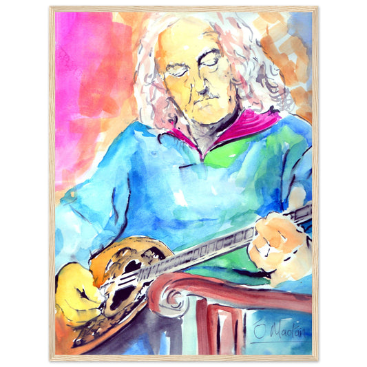 Alec Finn Bouzouki De Dannan Art Print by Ó Maoláin – framed print close-up | Buy Irish Art