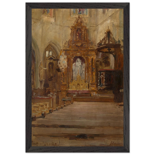 Nave of Notre-Dame-des-Arts, Pont-de-l'Arche, by Sir John Lavery, art print in a black frame, 30x45 cm