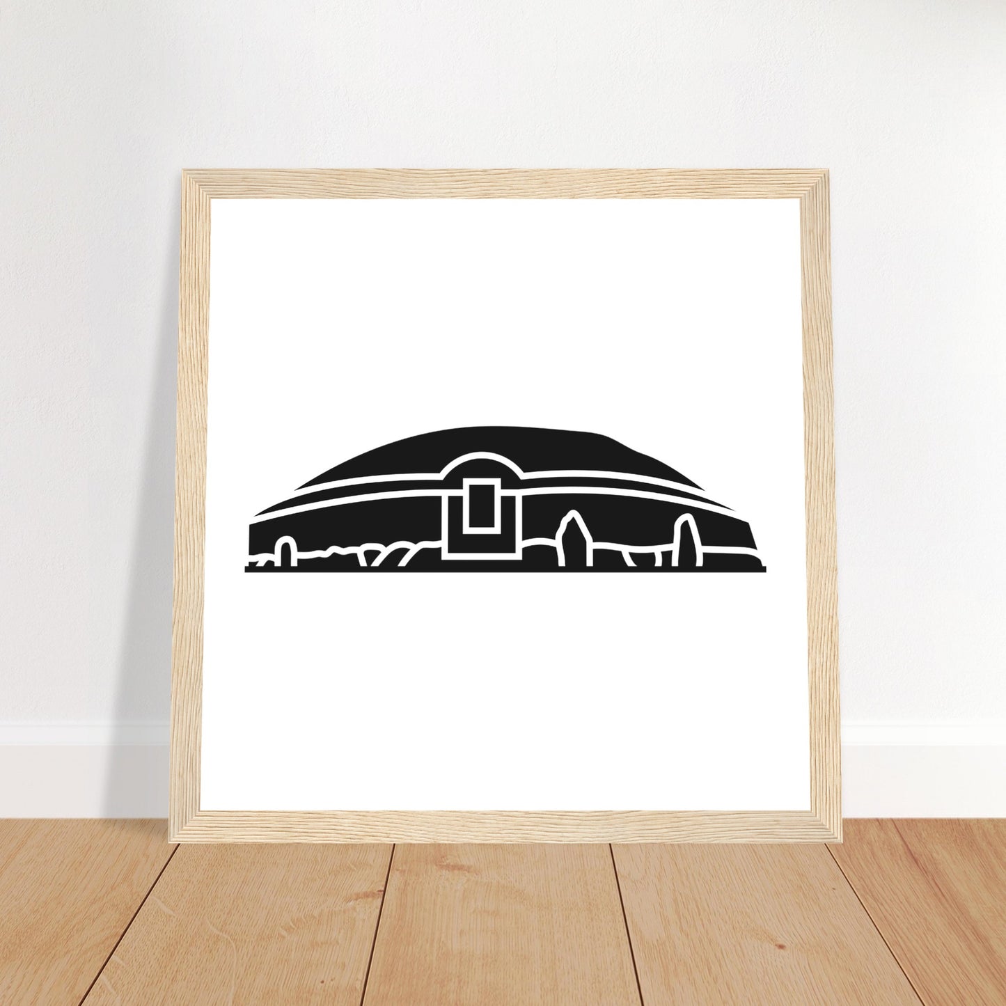 Modern Irish Minimalist Newgrange Illustration Framed Wall Art Print – view 10 | Buy Irish Art
