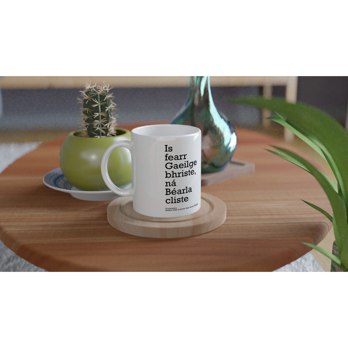 Broken Irish is better than clever English White Mug – view 6 | Buy Irish Art