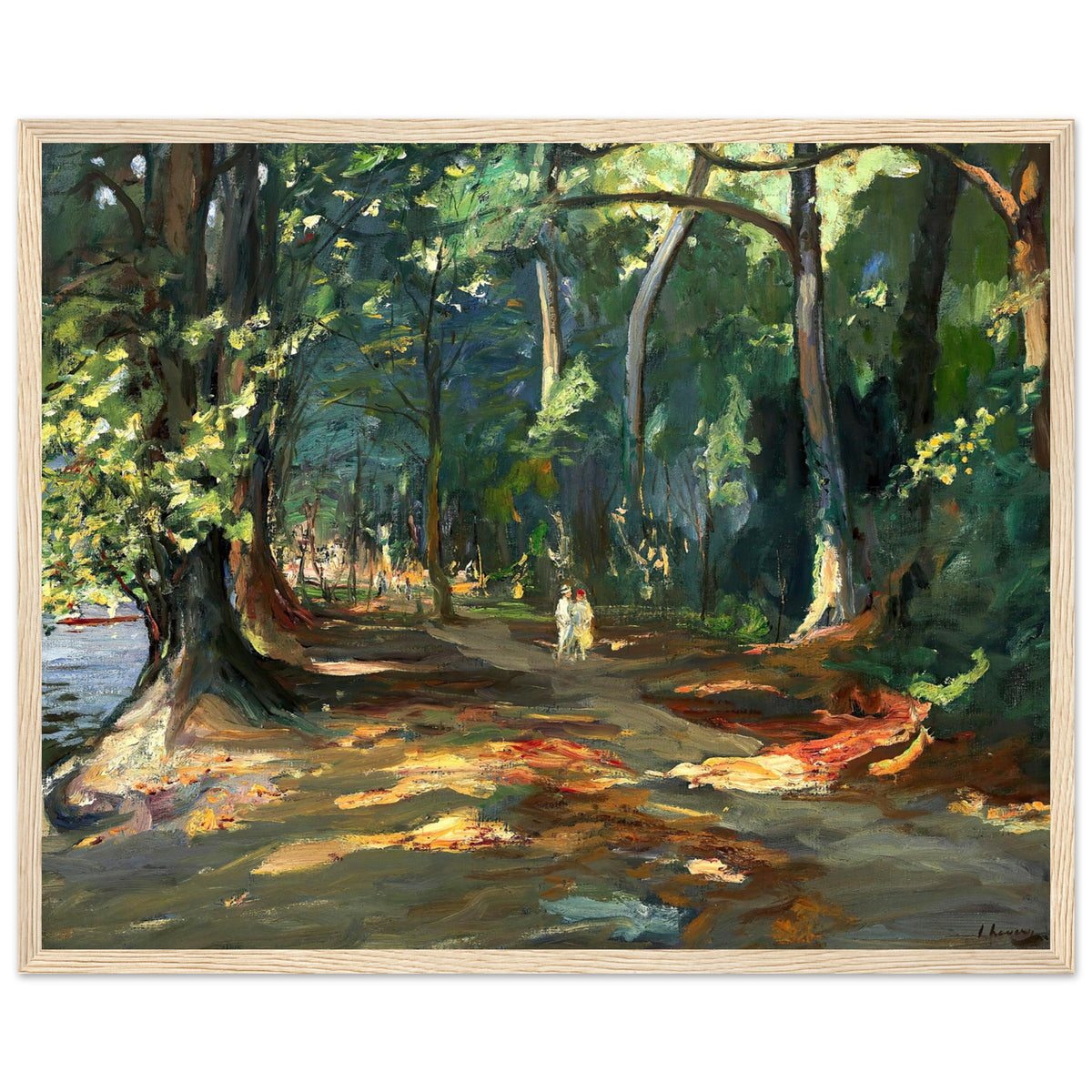 The Path by the River by John Lavery print in an oak frame, straight-on view of the full painting