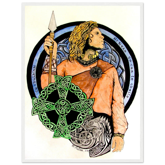 Cu Chulainn - The Hound of Ulster Framed Art Print – framed print close-up | Buy Irish Art