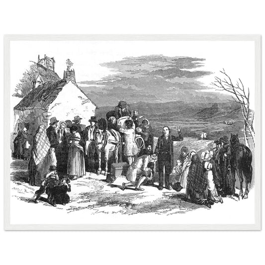 Irish Emigrants Leaving Ireland Historical Framed Black & White Print – framed print close-up | Buy Irish Art