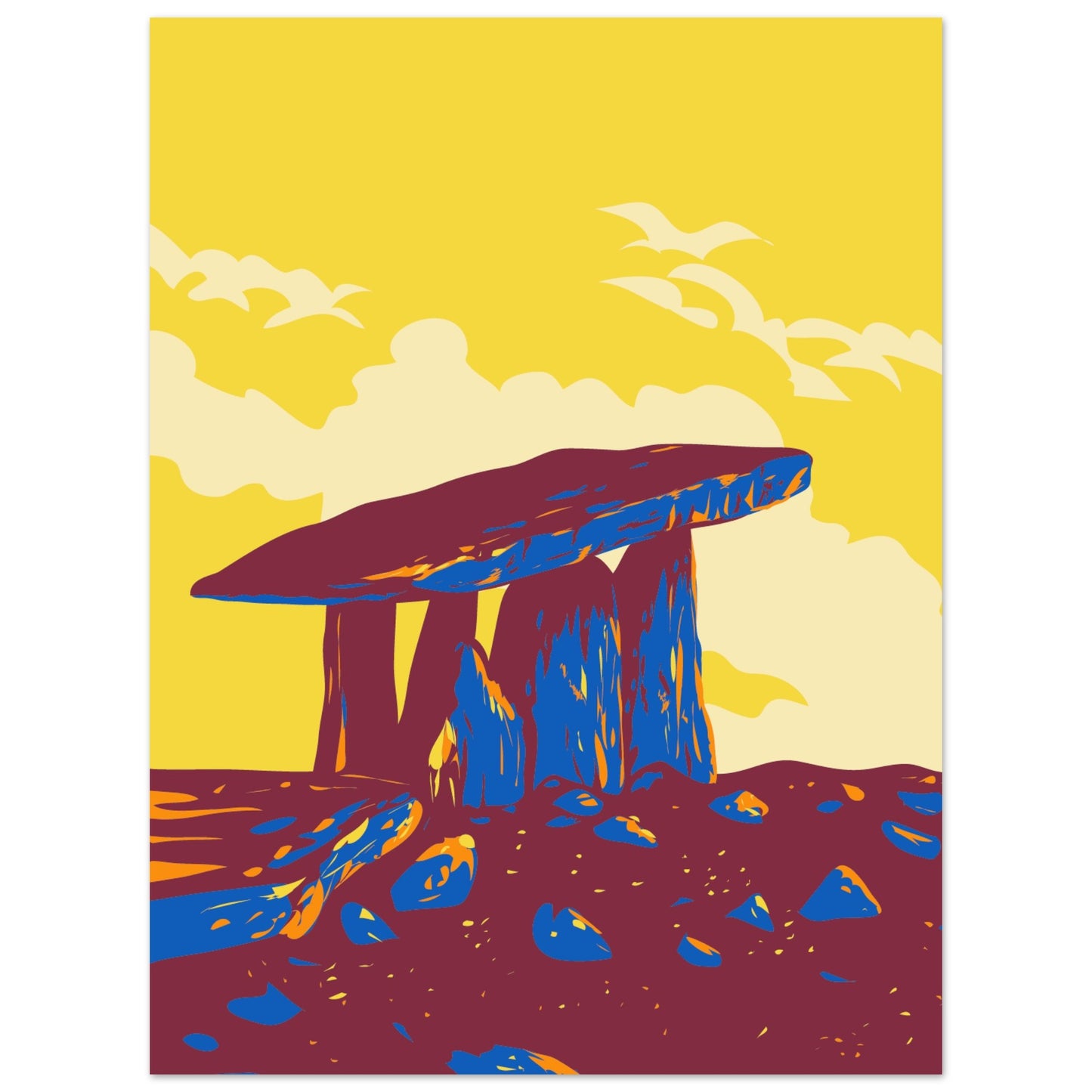 The Burren Poulnabrone Dolmen Art Print Poster – room setting display | Buy Irish Art