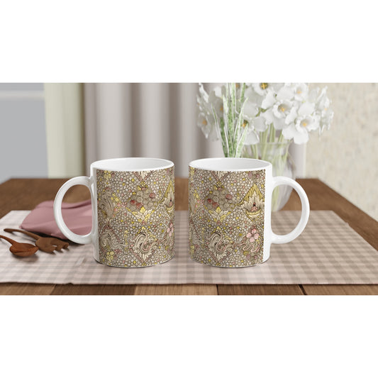 Floral Textile Design Mug by Harry Clarke. – side view | Buy Irish Art