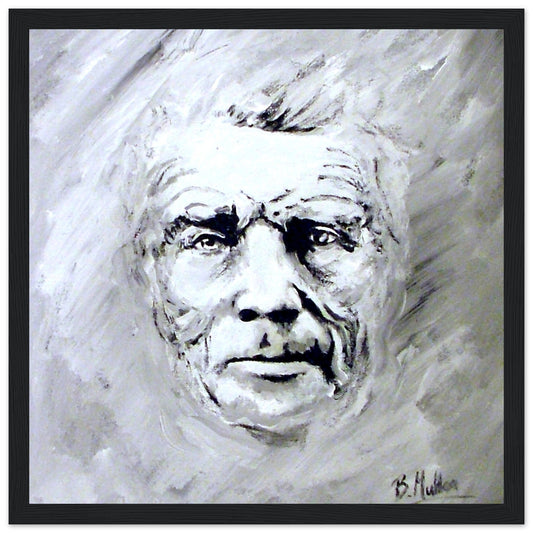 Samuel Beckett Portrait Framed Art Print by Irish Artist – framed print close-up | Buy Irish Art