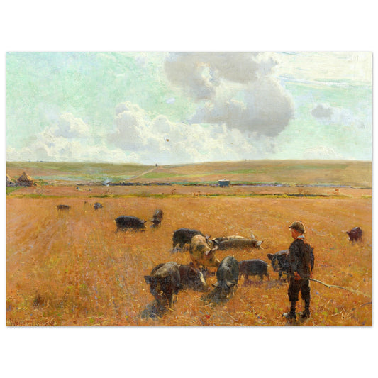 Joe the Swineherd by Irish Artist Walter Frederick Osborne Art Print – framed print close-up | Buy Irish Art