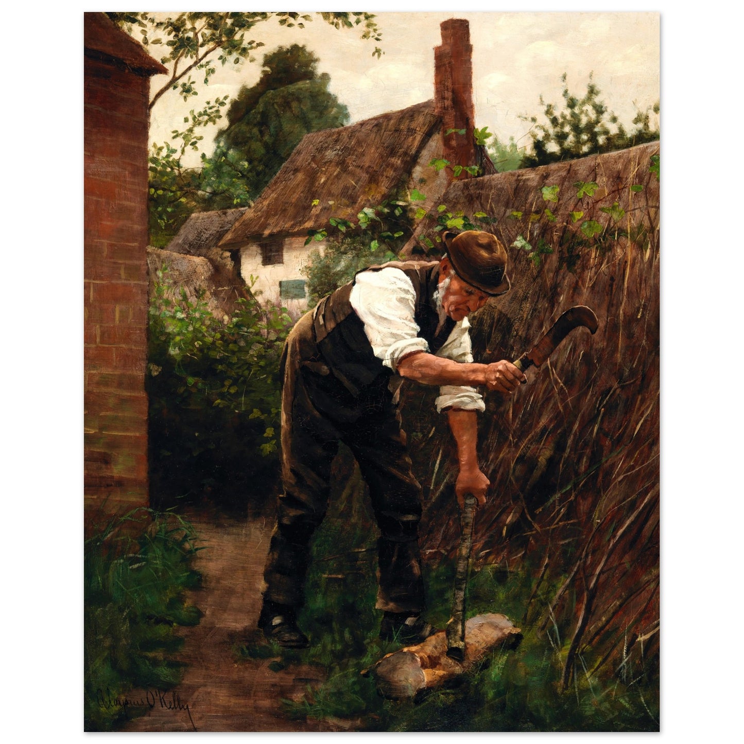 Preparing for Winter by Aloysius O'Kelly Art Print 40x50 cm / 16x20″ – framed print close-up | Buy Irish Art