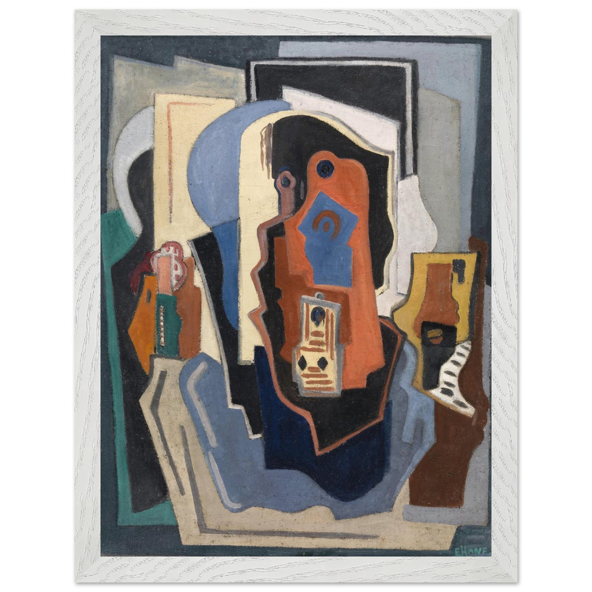 Composition (1924) by Evie Hone in a textured white frame