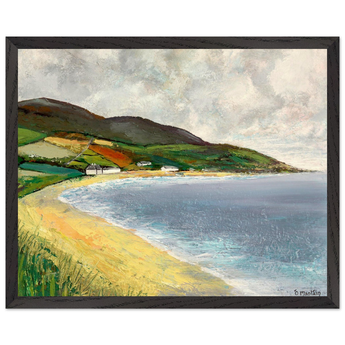 Cushendun Beach, County Antrim print in a black frame, Irish coastal landscape