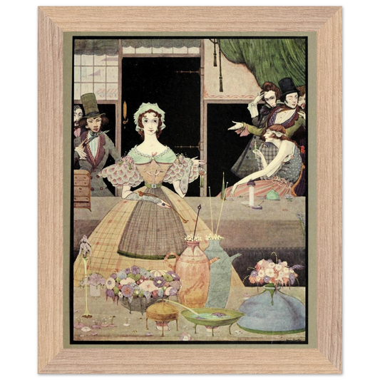 Harry Clarke Art Print – Poe’s Tales of Mystery (1923) – “Spritely Grisette” | Museum-Quality Framed Reproduction – framed print close-up | Buy Irish Art