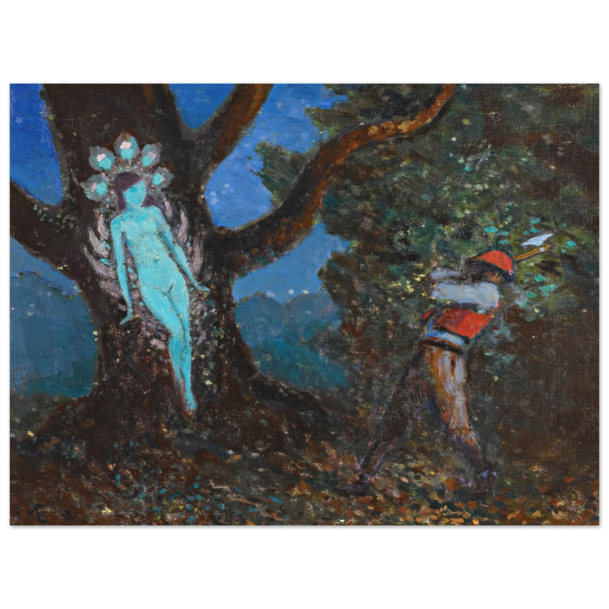 The Woodchopper and The Tree Spirit by George Russell (Æ) Art Print – room setting display | Buy Irish Art