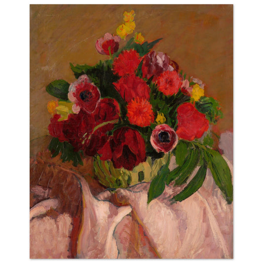Mixed Flowers on Pink Cloth by Roderic O’Conor Art Print – framed print close-up | Buy Irish Art
