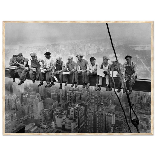 Lunch Atop a Skyscraper - Framed Black & White Iconic Photographic Framed Wall Art Print – framed print close-up | Buy Irish Art