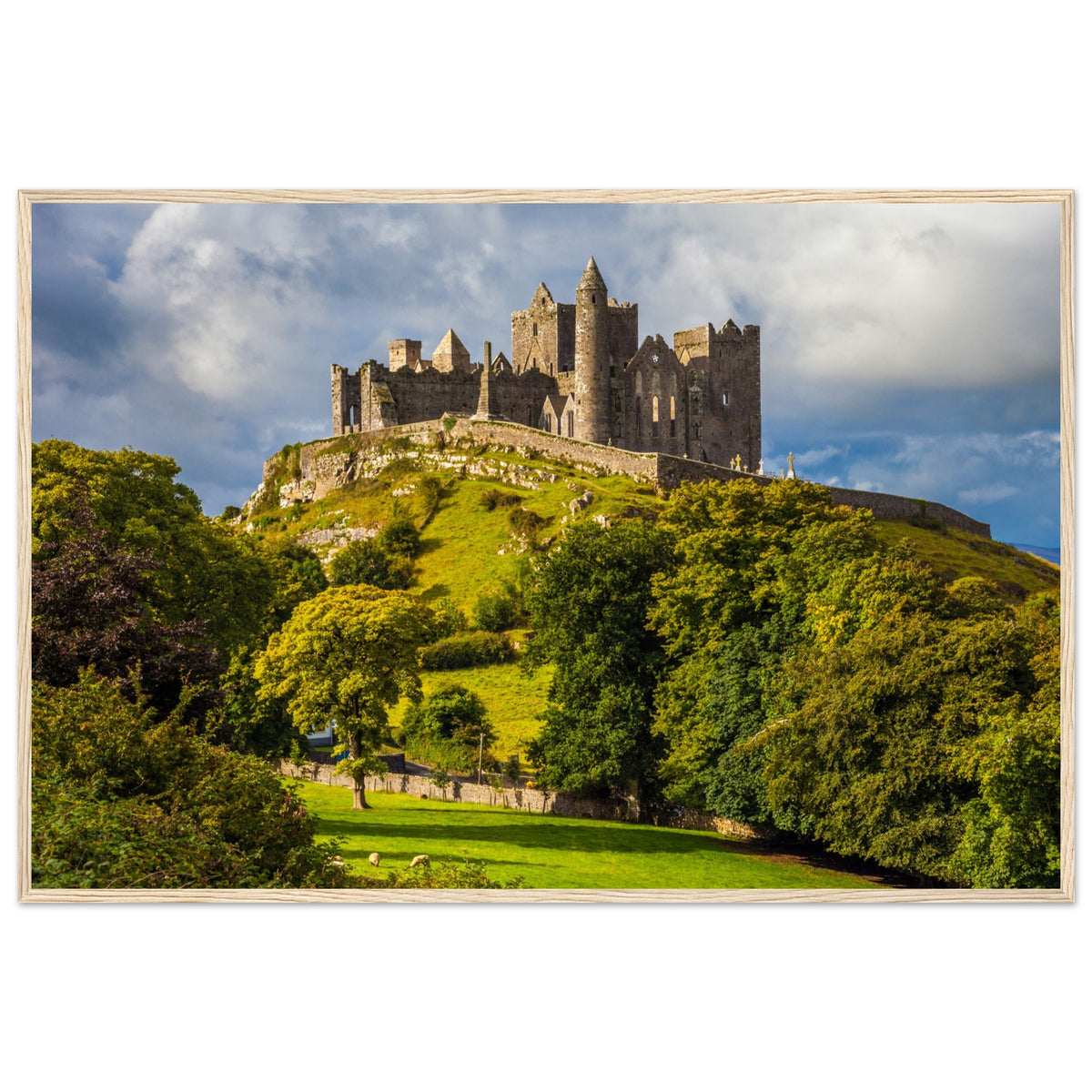 Rock of Cashel – Framed Irish Heritage Wall Art Print – framed print close-up | Buy Irish Art