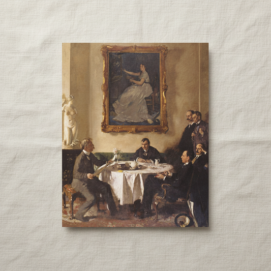 Homage to Manet by William Orpen, unframed print lying on white linen
