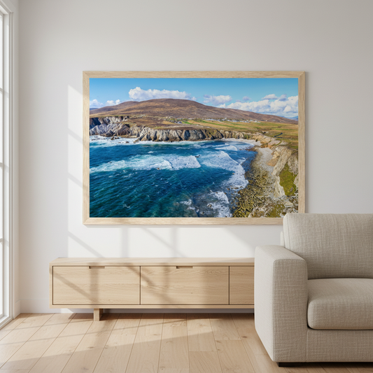 Achill Island framed print of Atlantic sea cliffs, County Mayo