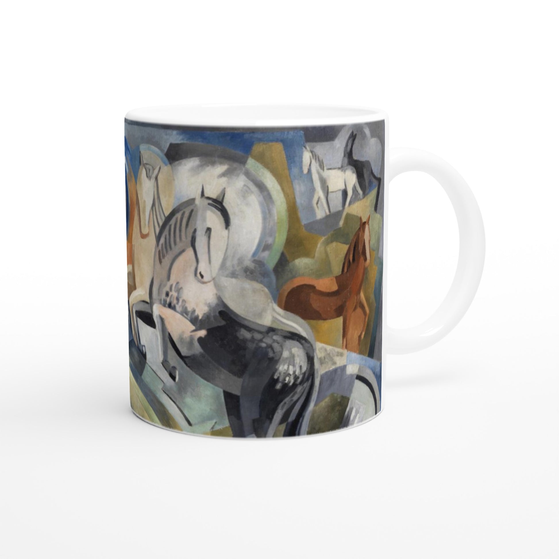 Achill Horses Ceramic Mug – Irish Art by Mainie Jellett – lifestyle setting | Buy Irish Art