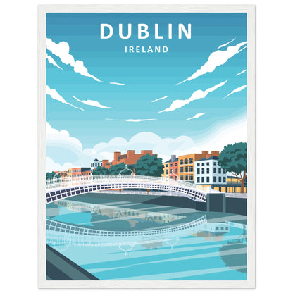 Dublin City Ireland Retro Travel Framed Art Print – view 24 | Buy Irish Art