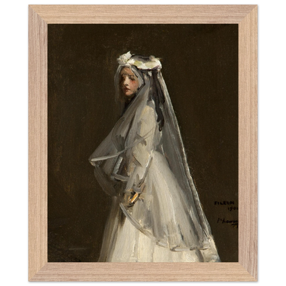 Eileen, Her First Communion (1901) by Sir John Lavery, art print in a wood frame, 20x25 cm