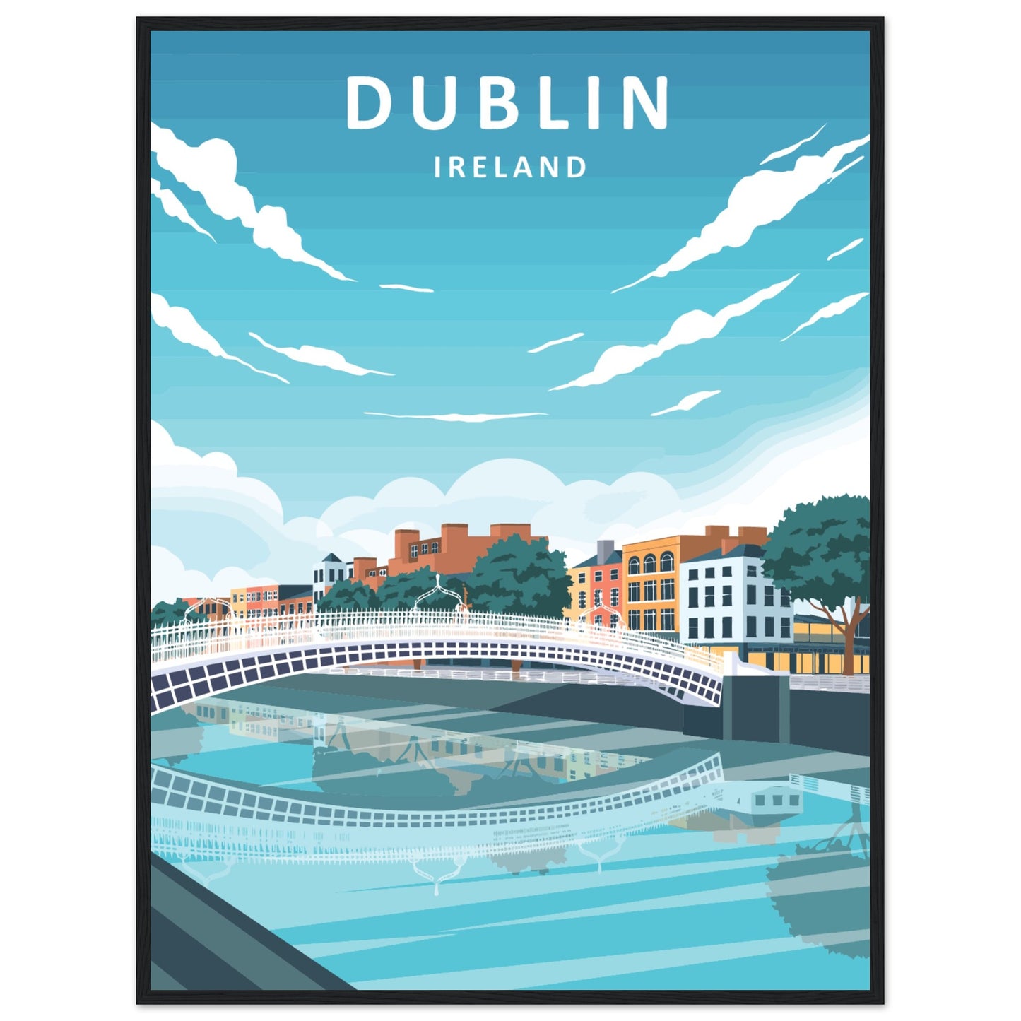 Dublin City Ireland Retro Travel Framed Art Print – view 13 | Buy Irish Art