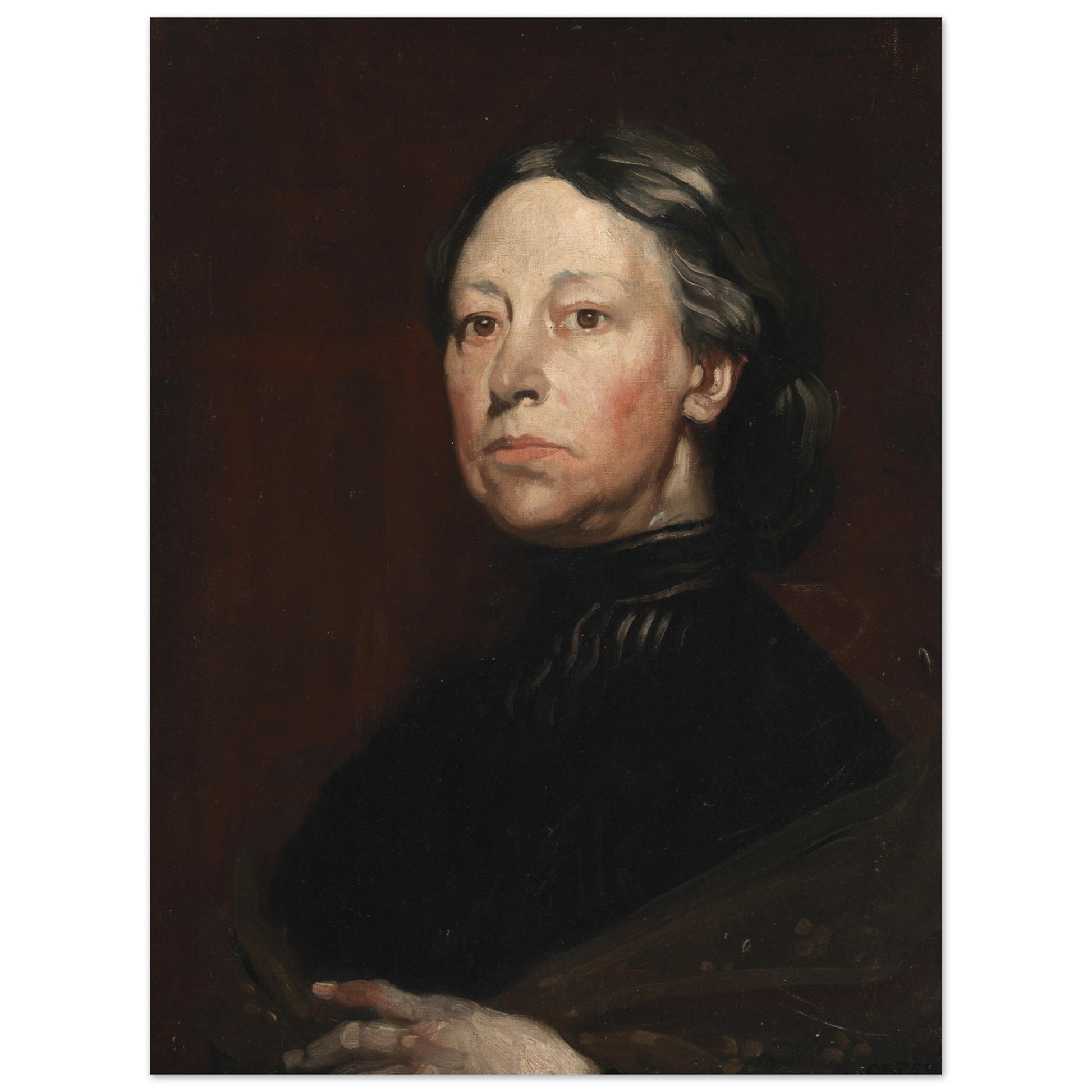 Augusta Lady Gregory by Irish Artist William Orpen Art Print – size comparison view | Buy Irish Art
