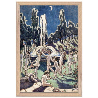 Figures Dancing Round a Fountain by Mainie Jellett - print in a black frame