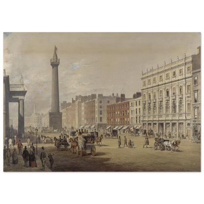 Sackville Street, Dublin By Irish Artist Michael Angelo Hayes Museum Quality Art Print – framed print close-up | Buy Irish Art