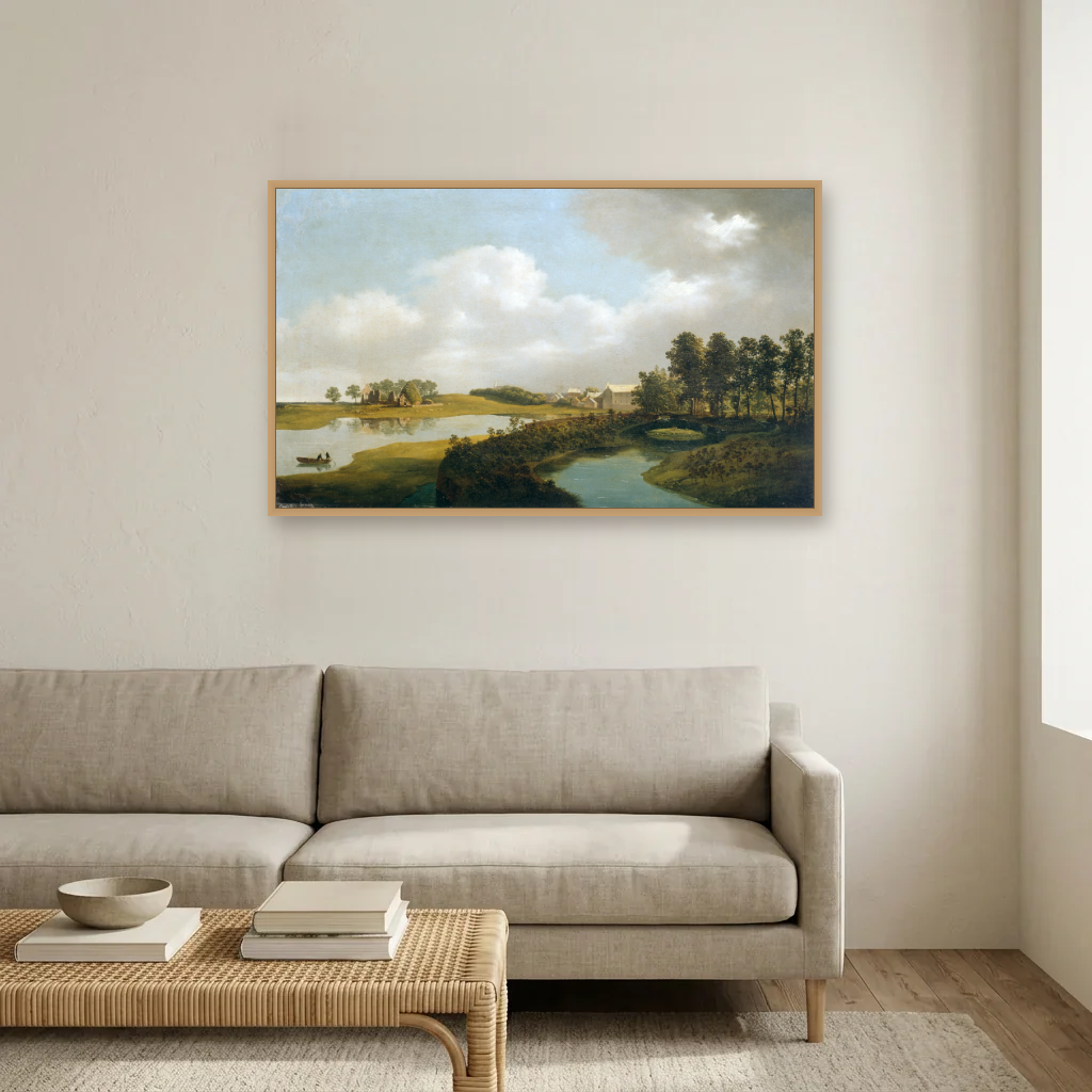 The Mill, Ballinrobe art print, framed and hung in a living room