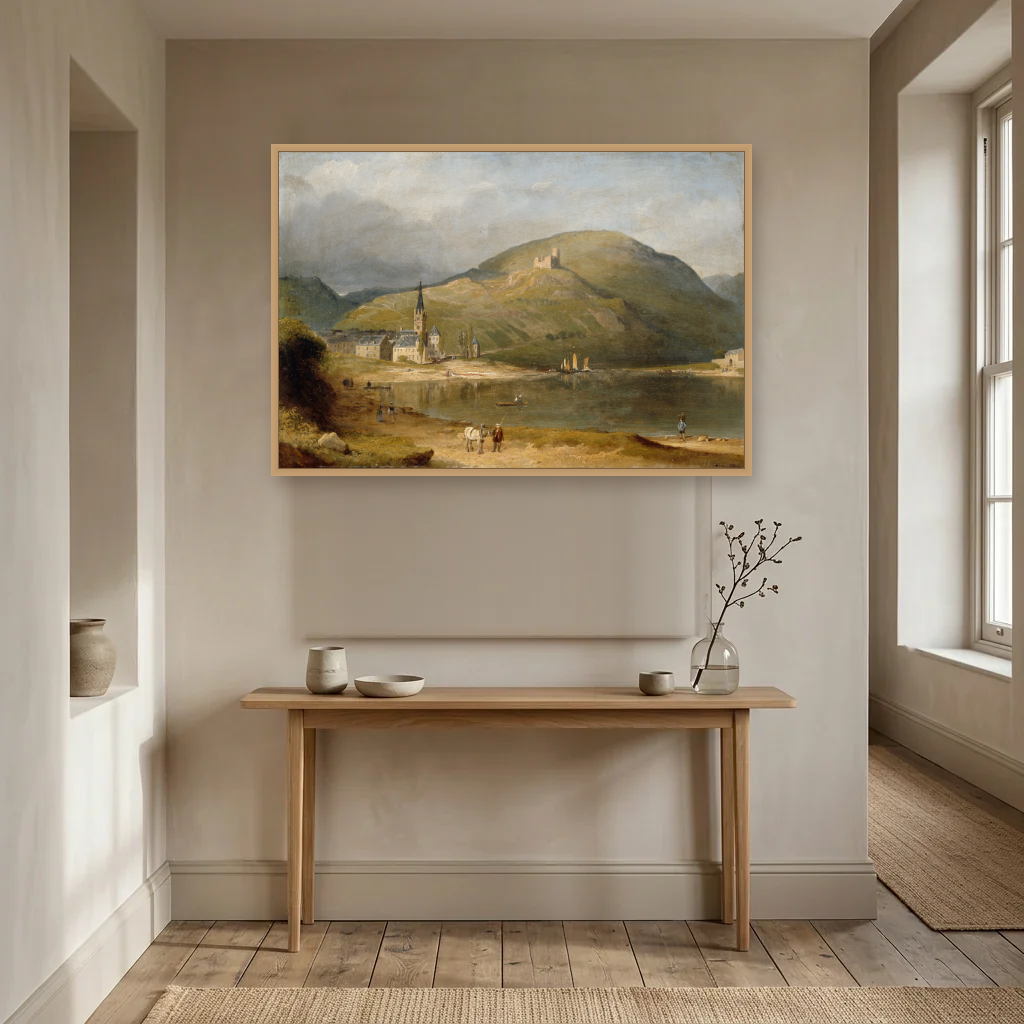 Bernkastel on the Moselle art print, framed and hung in a hallway