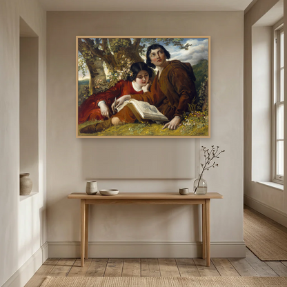 Claude Lorrain Sketching art print, framed and hung in a hallway