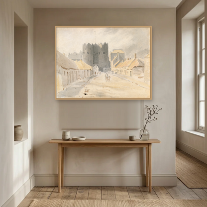 Saint Lawrence's Gate, Drogheda (1819) art print, framed and hung in a hallway