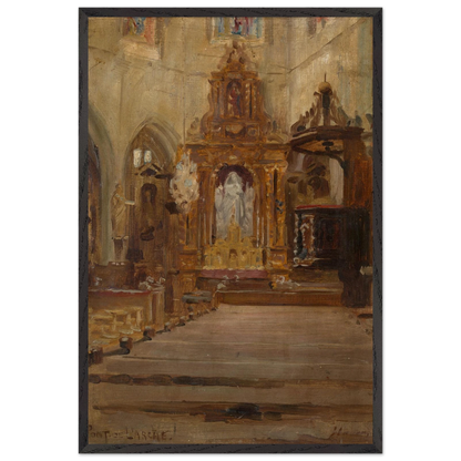 Nave of Notre-Dame-des-Arts, Pont-de-l'Arche, by Sir John Lavery, art print in a black frame, 60x90 cm