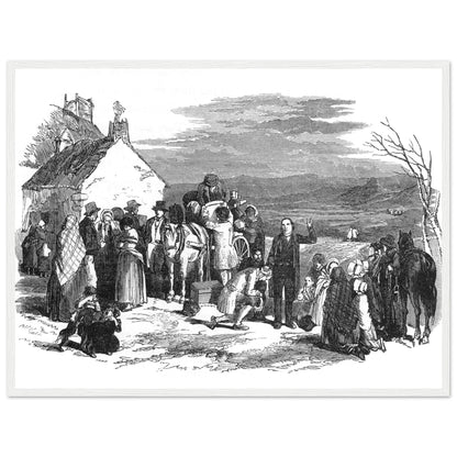Irish Emigrants Leaving Ireland Historical Framed Black & White Print – detail view | Buy Irish Art