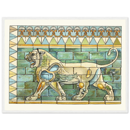 Portion of the Lions Frieze from the Ancient Persian Palace at Susa - Framed Art Print by James Ward – framed print close-up | Buy Irish Art