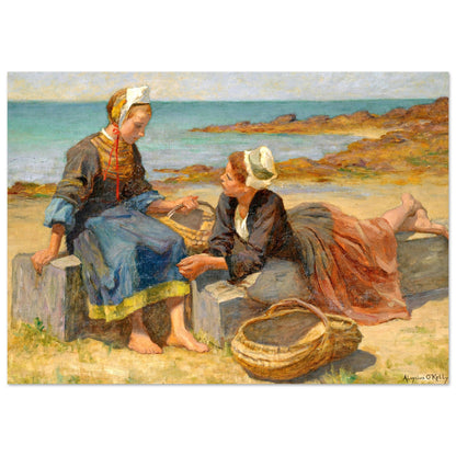 Breton Girls On a Beach By Irish Artist Aloysius O'Kelly Art Print – Irish wall art print | Buy Irish Art