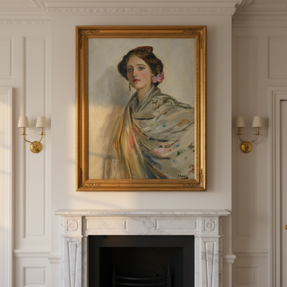 A Fair Spaniard, Mrs Chowne by Sir John Lavery art print – main artwork view | Buy Irish Art