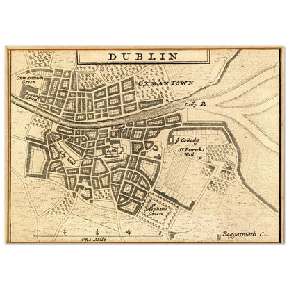 Map of Dublin City in 1714 by Herman Moll – lifestyle view | Buy Irish Art