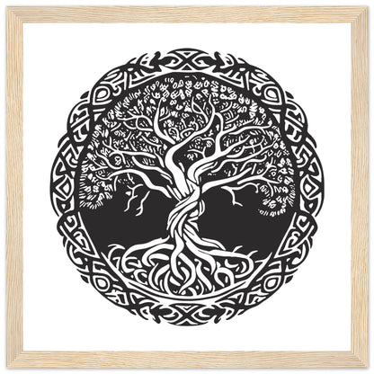 Celtic Tree of Life Print – Irish & Norse Mythology Art Black & White – Irish wall art print | Buy Irish Art