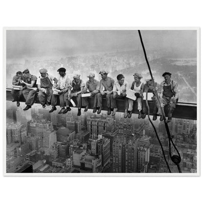 Lunch Atop a Skyscraper - Framed Black & White Iconic Photographic Framed Wall Art Print – detail view | Buy Irish Art