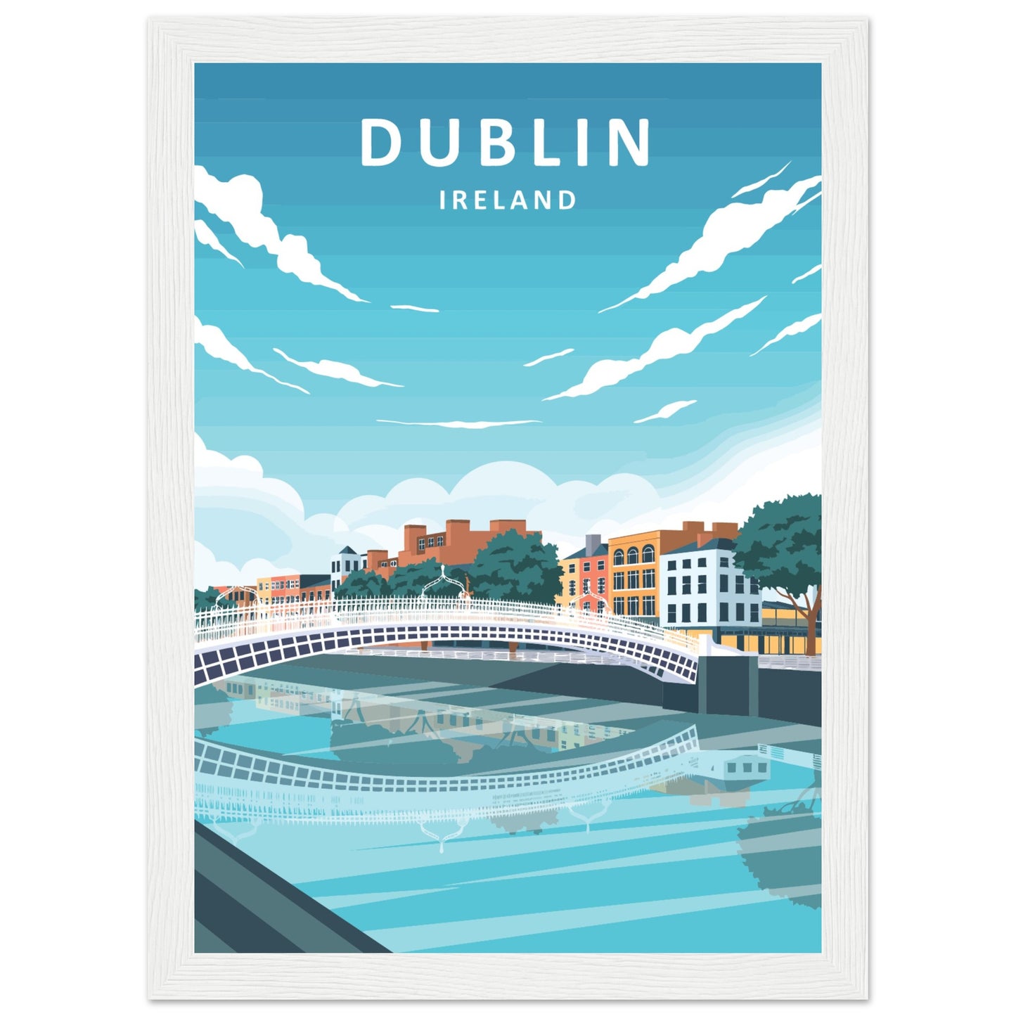 Dublin City Ireland Retro Travel Framed Art Print