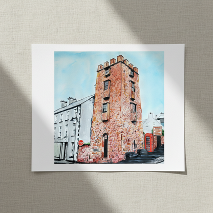 The Curfew Tower Cushendall Framed Art Print – framed print close-up | Buy Irish Art