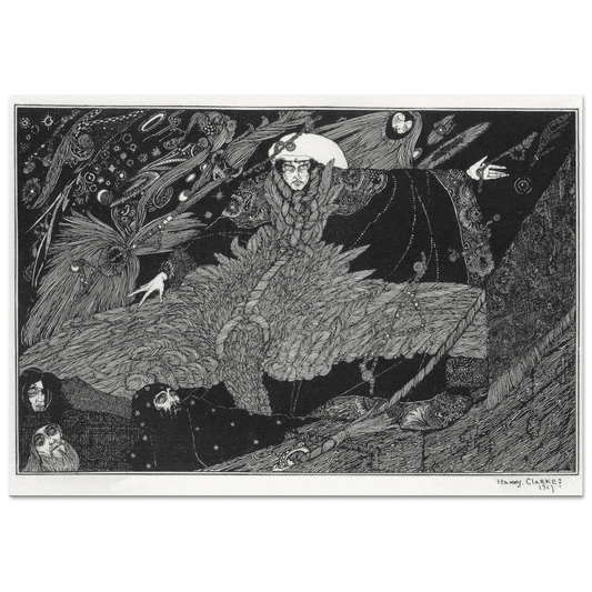 The Albatross About His Neck by Harry Clarke, black and white illustration for The Rime of the Ancient Mariner
