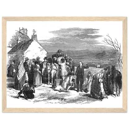 Irish Emigrants Leaving Ireland Historical Framed Black & White Print – room setting display | Buy Irish Art